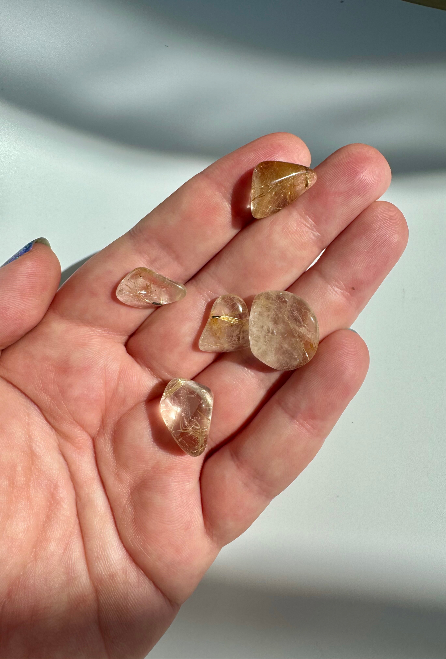 Golden Rutile Quartz Set of 5 mini tumbles