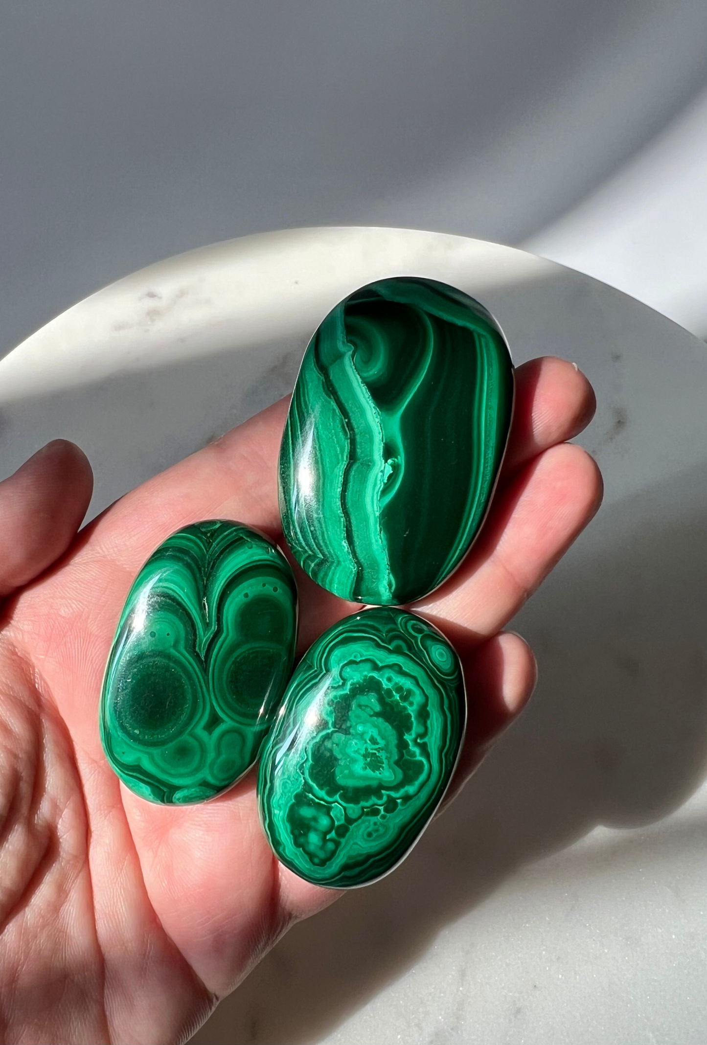 Malachite Palm Stones