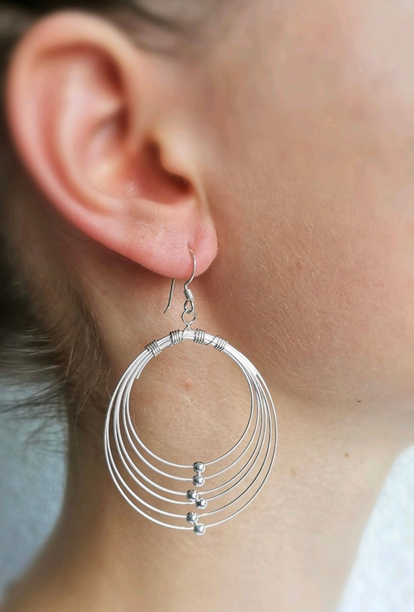 Silver round earrings