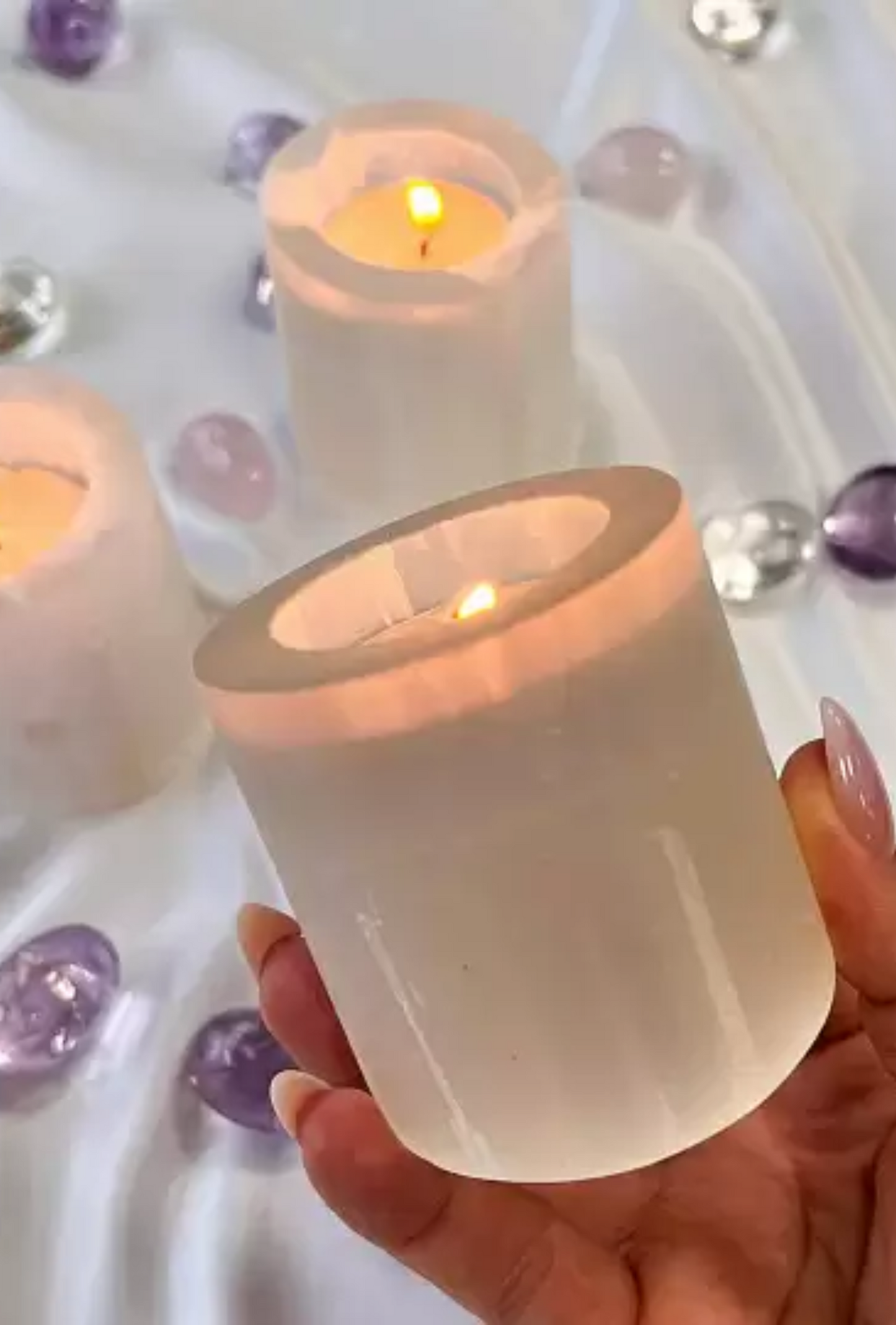 Selenite Candle Holder