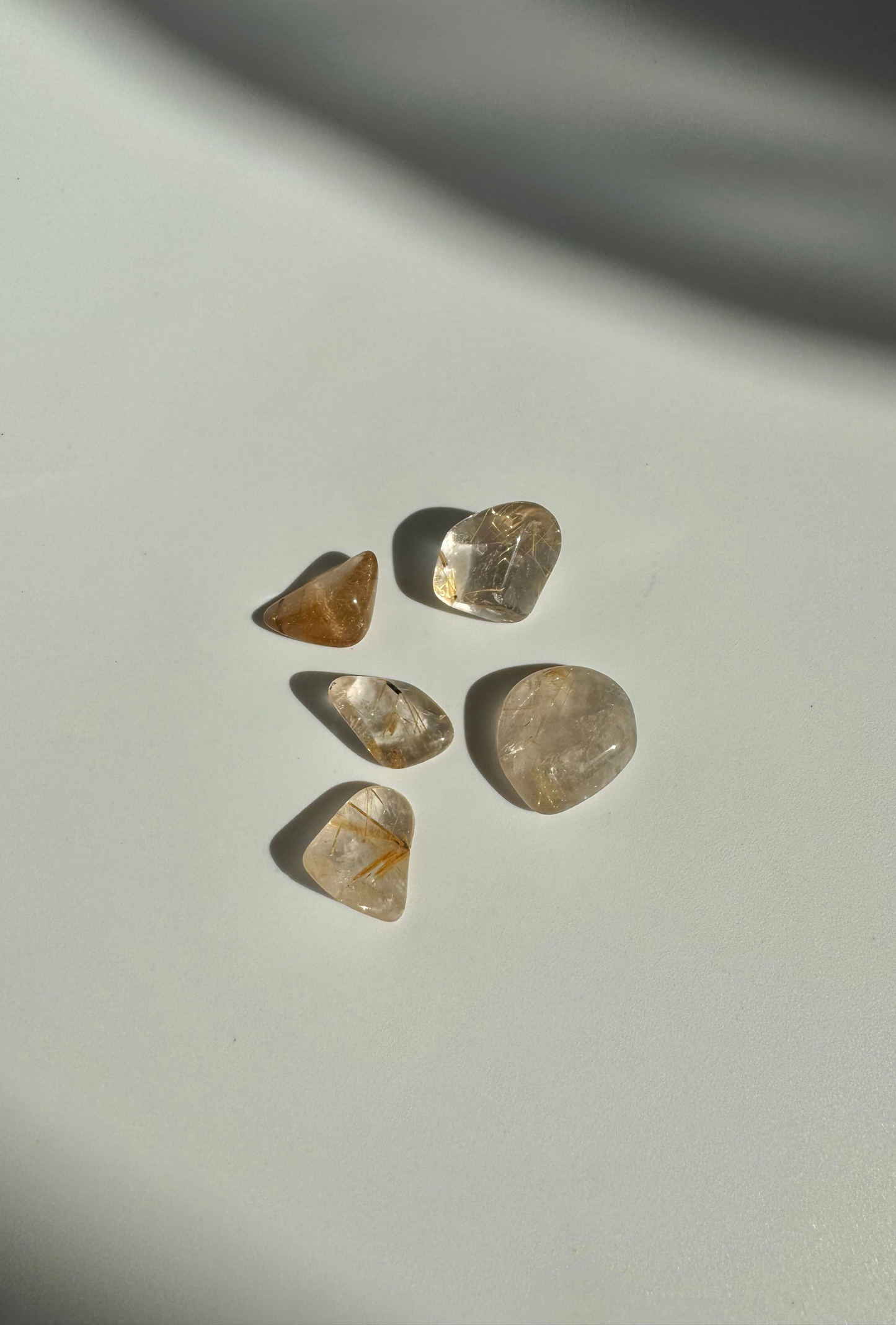 Golden Rutile Quartz Set of 5 mini tumbles