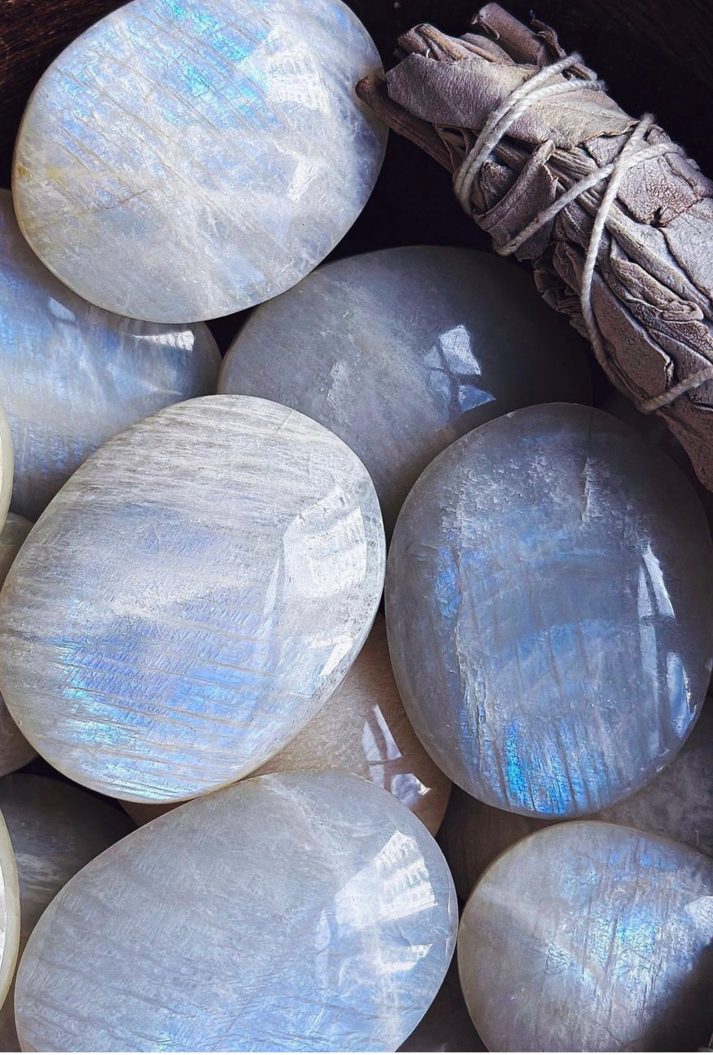 Blue Moonstone Palm Stone
