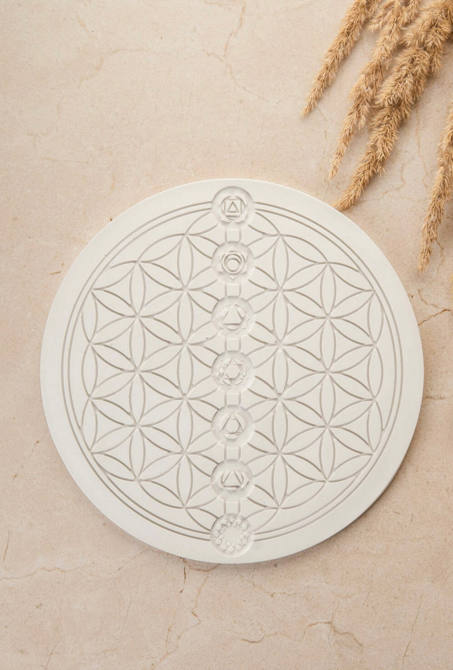 Gypsum handmade Flower of life chakra plate