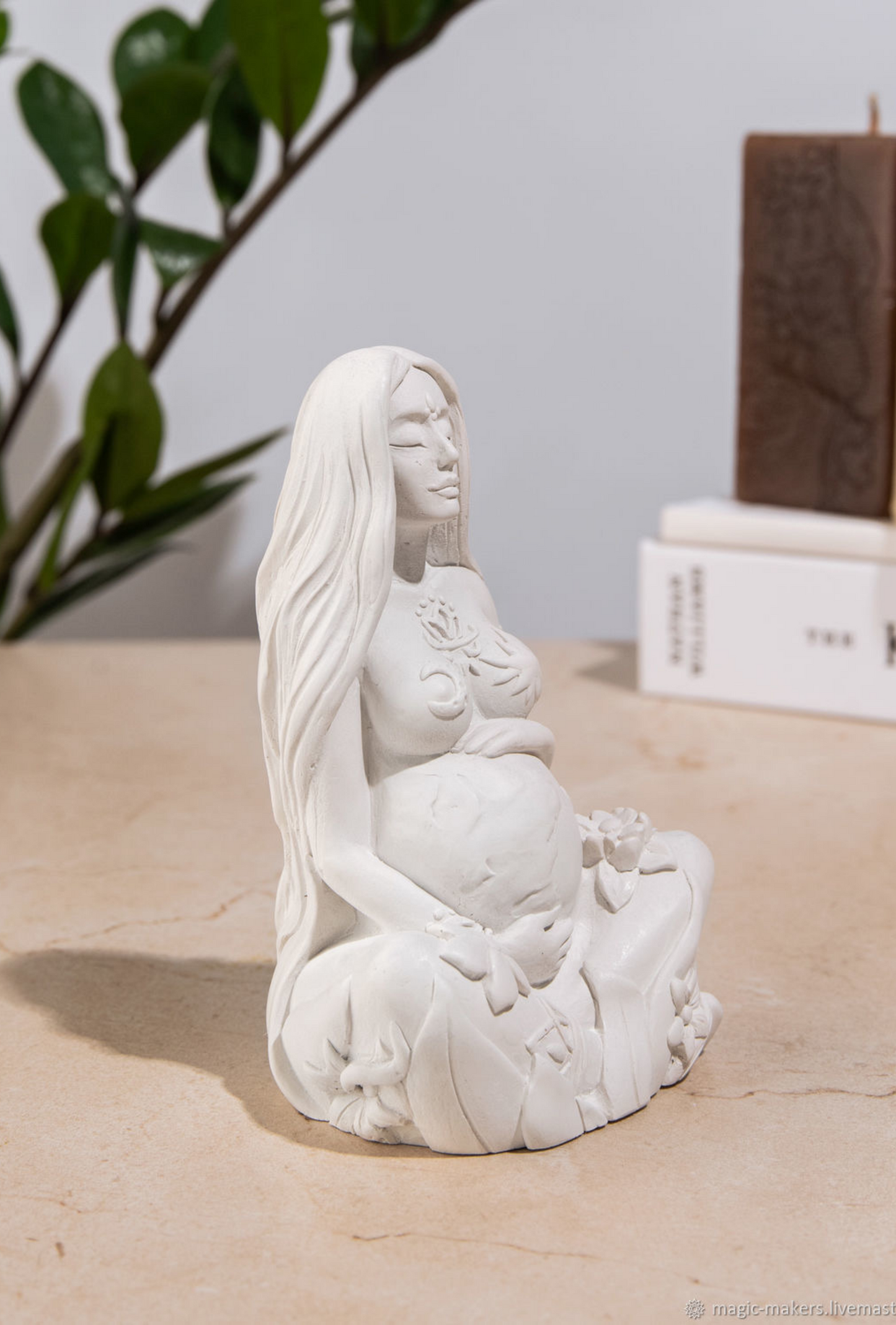 Gypsum handmade figurine of Mother Gaia