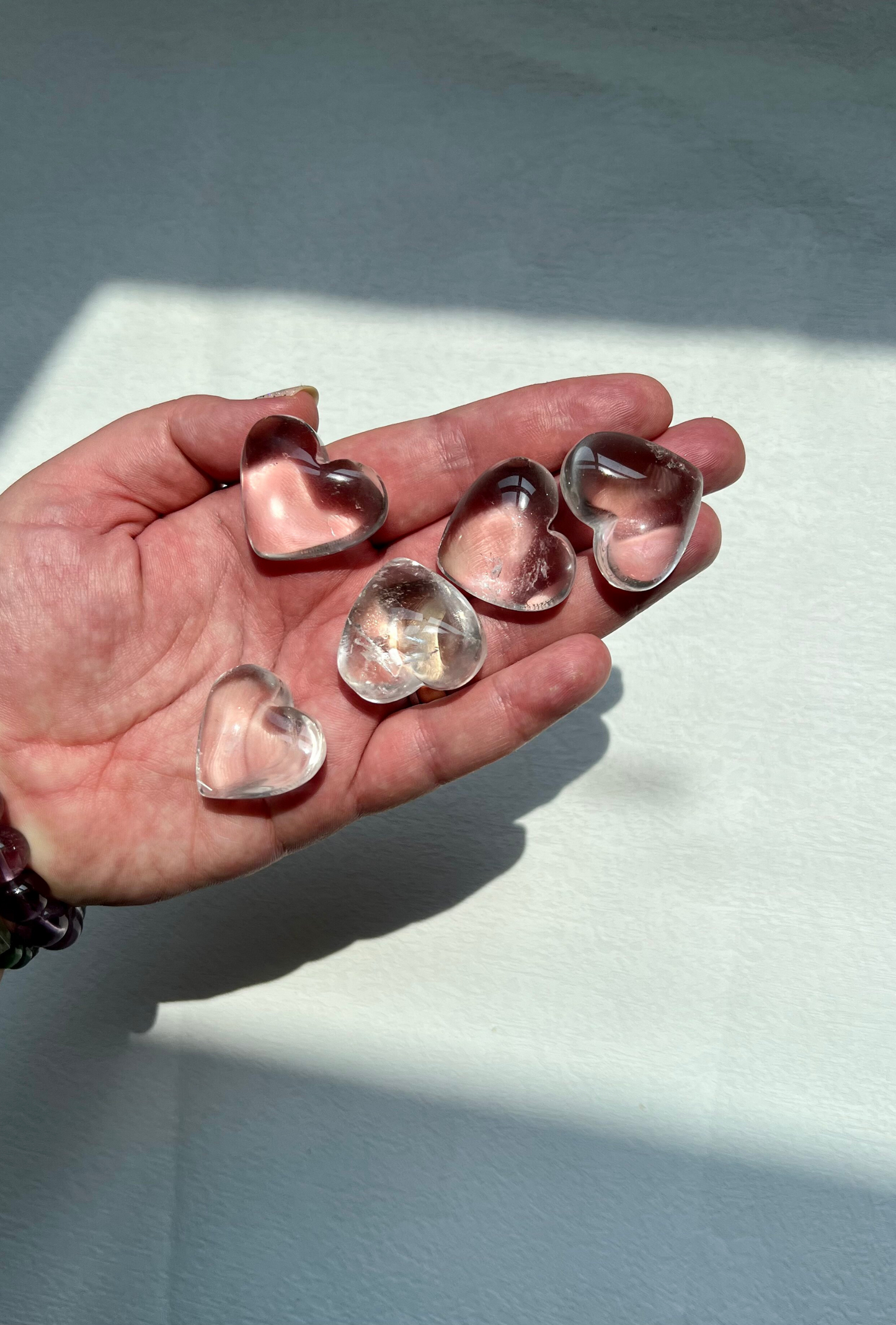 Clear quartz hearts