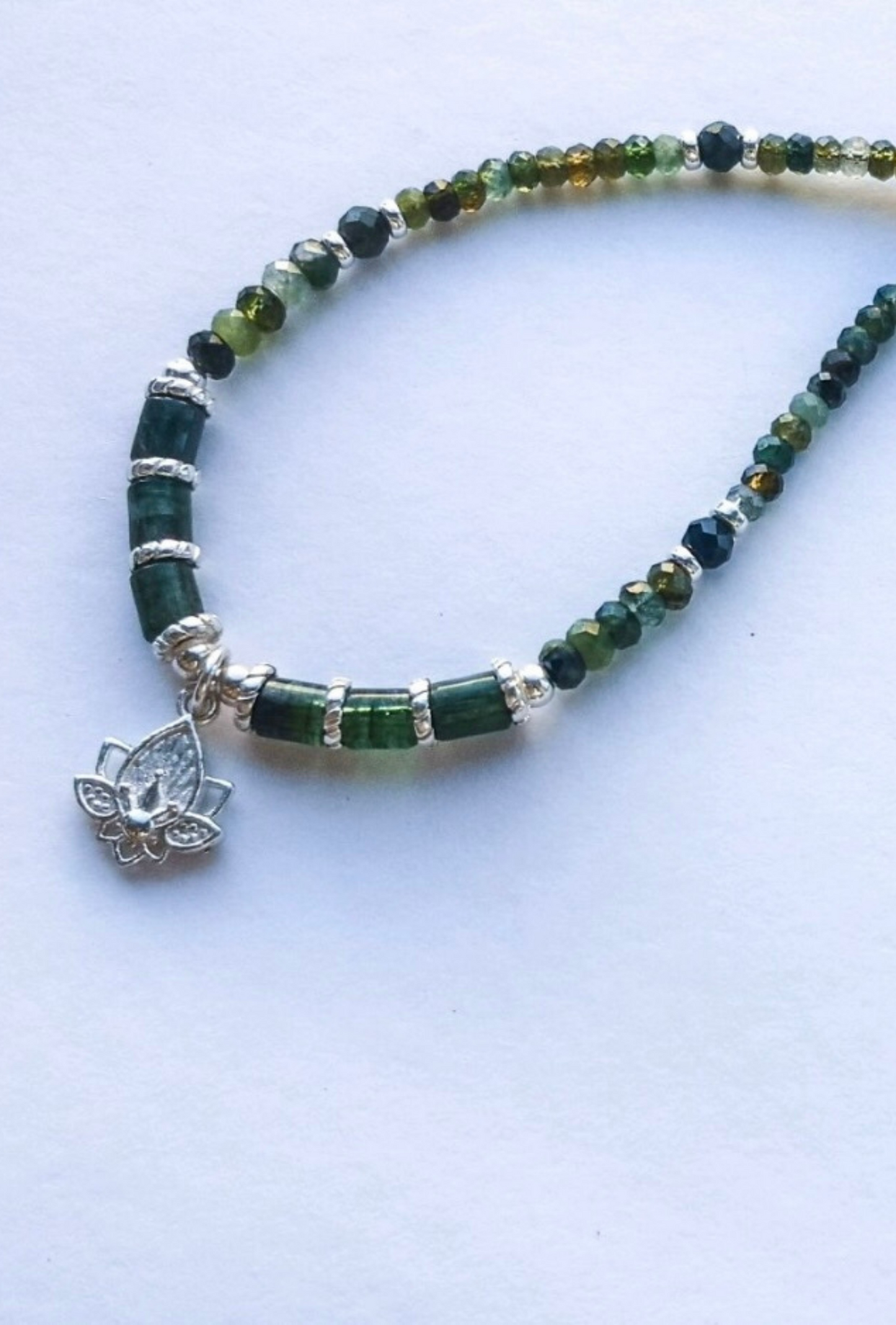 Green Tourmaline Lotus Necklace