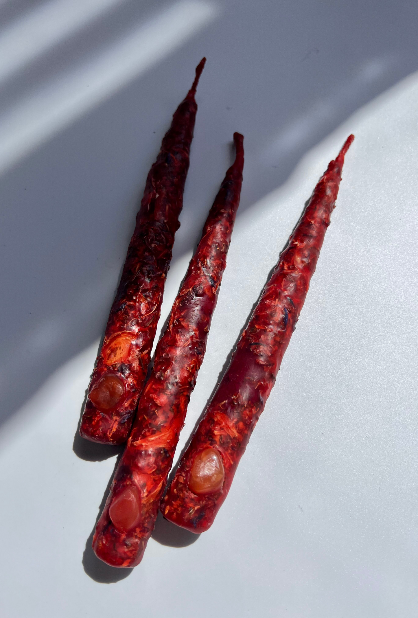 Beltane Red Candle For Love with carnelian crystal