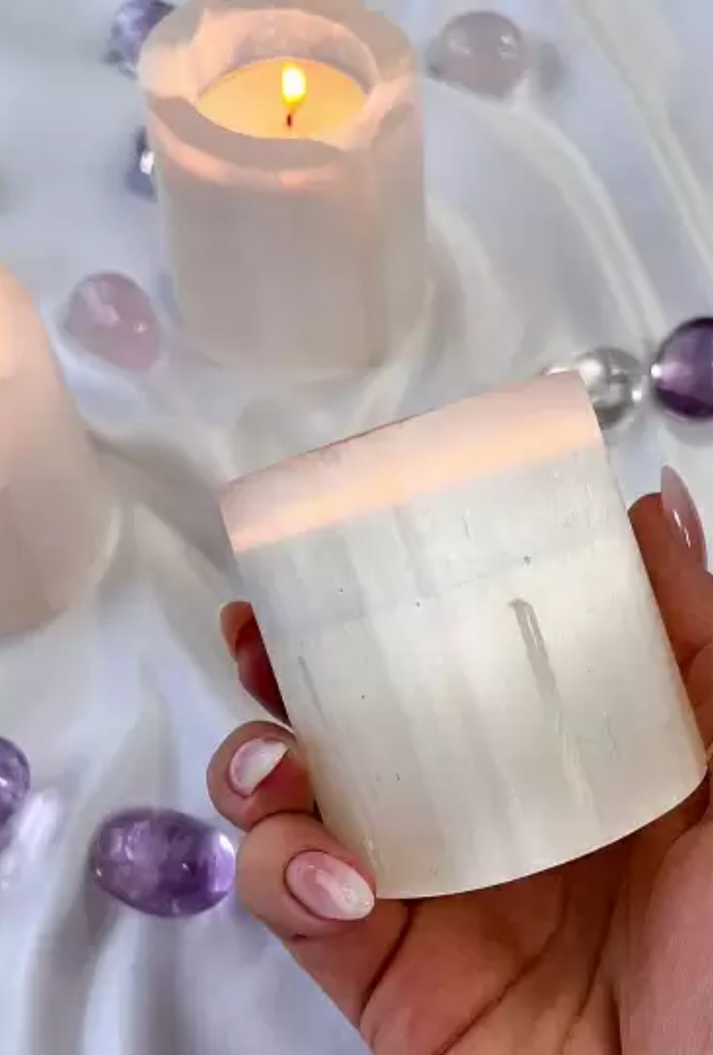 Selenite Candle Holder