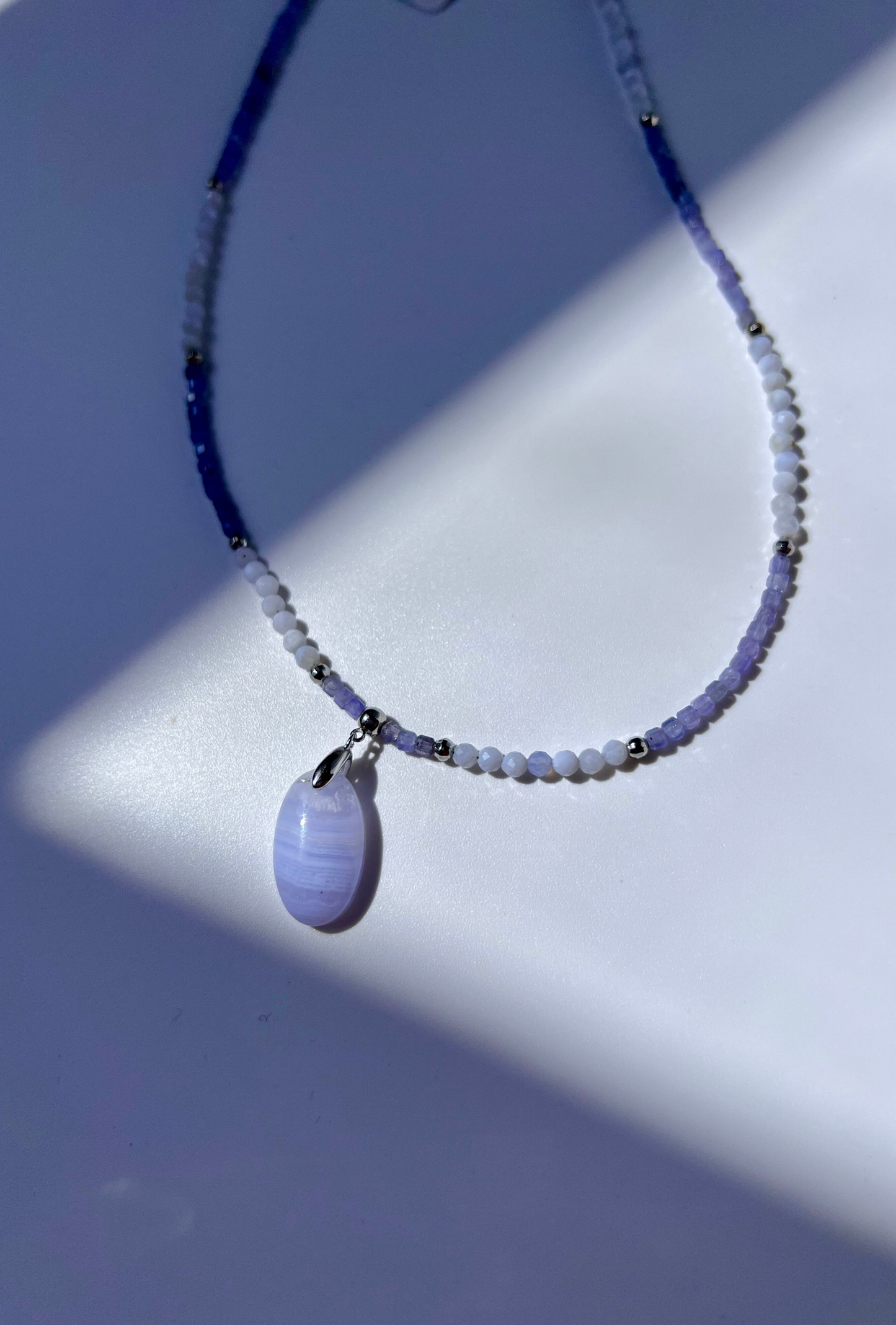 Tanzanite and blue lace agate necklace