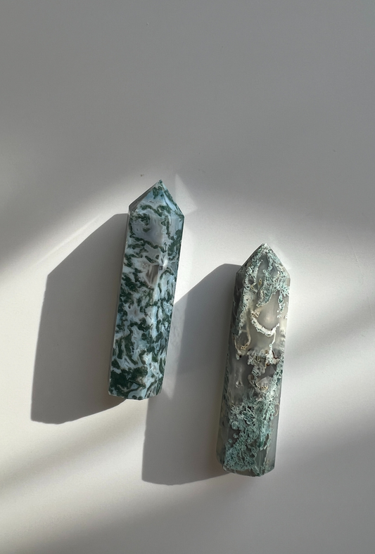 Blue & Green Moss Agate tower