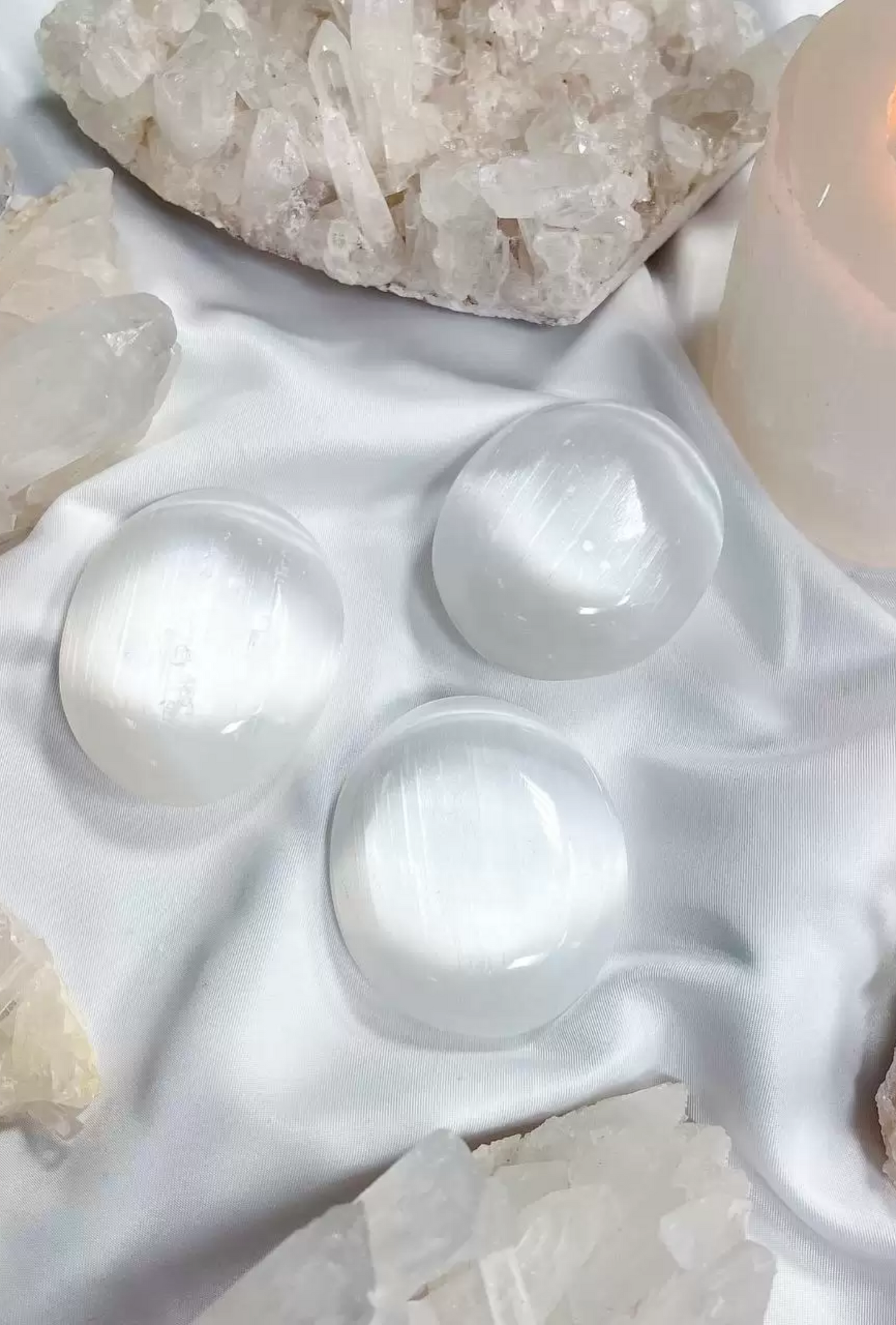 Selenite Palm Stones