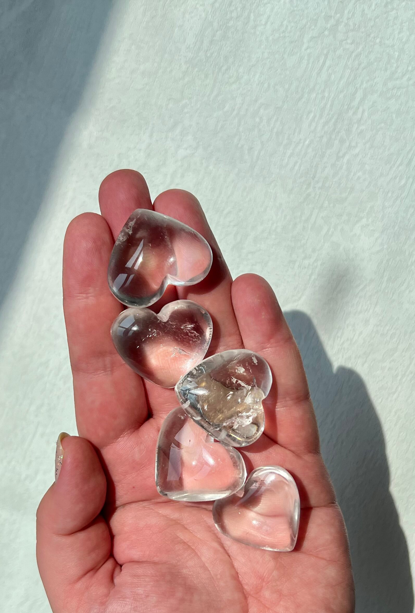 Clear quartz hearts