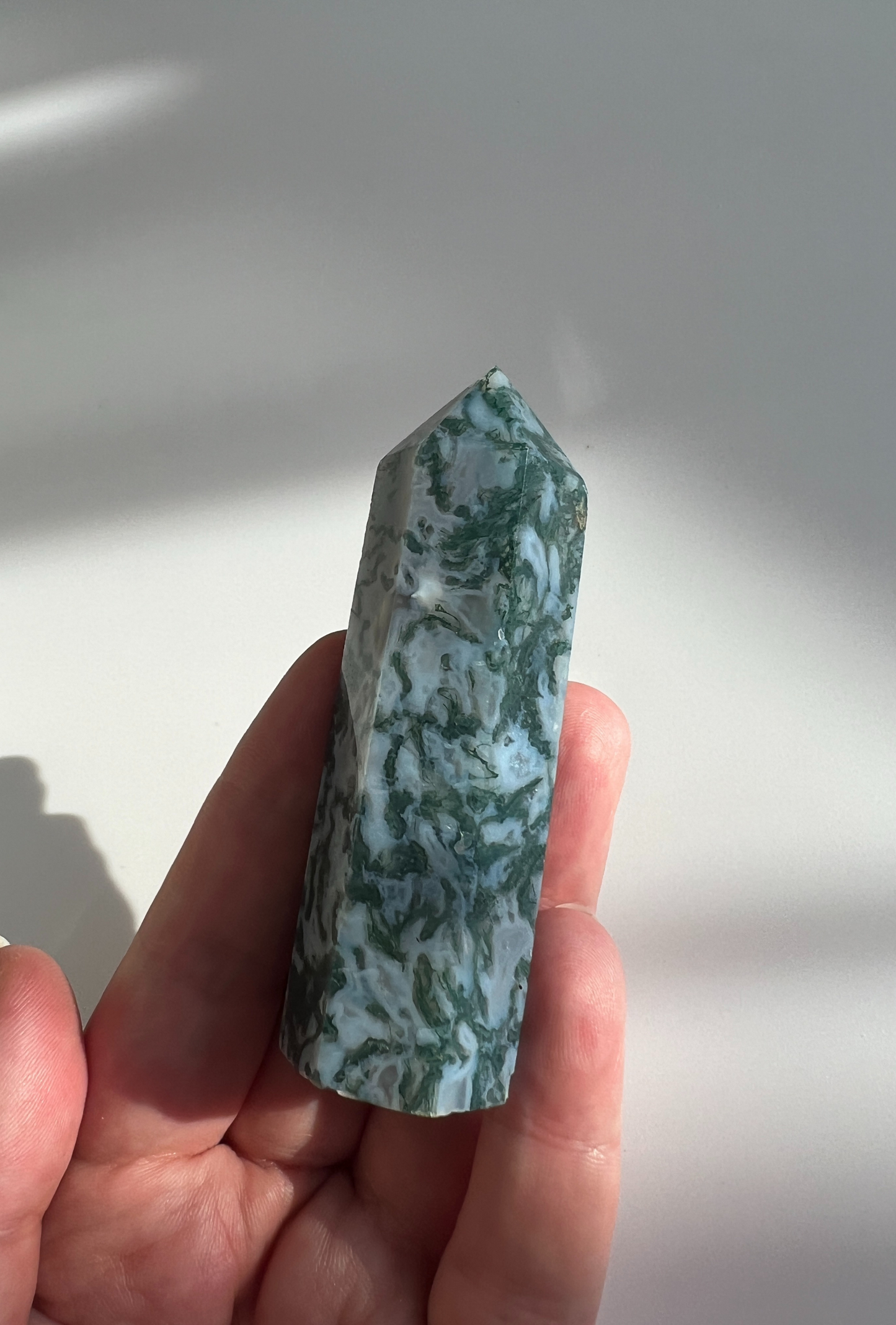 Blue & Green Moss Agate tower