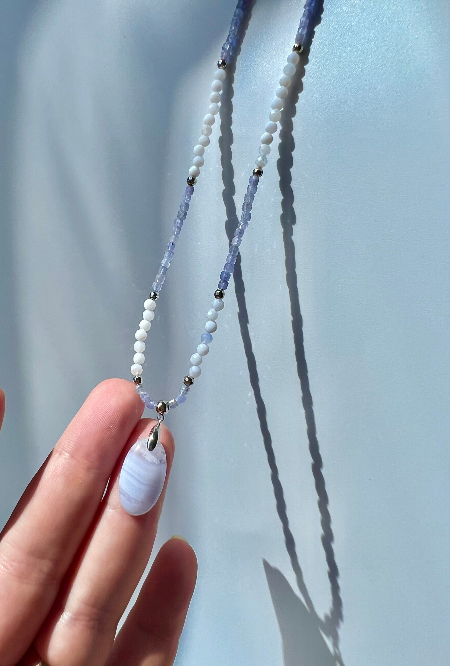 Tanzanite and blue lace agate necklace