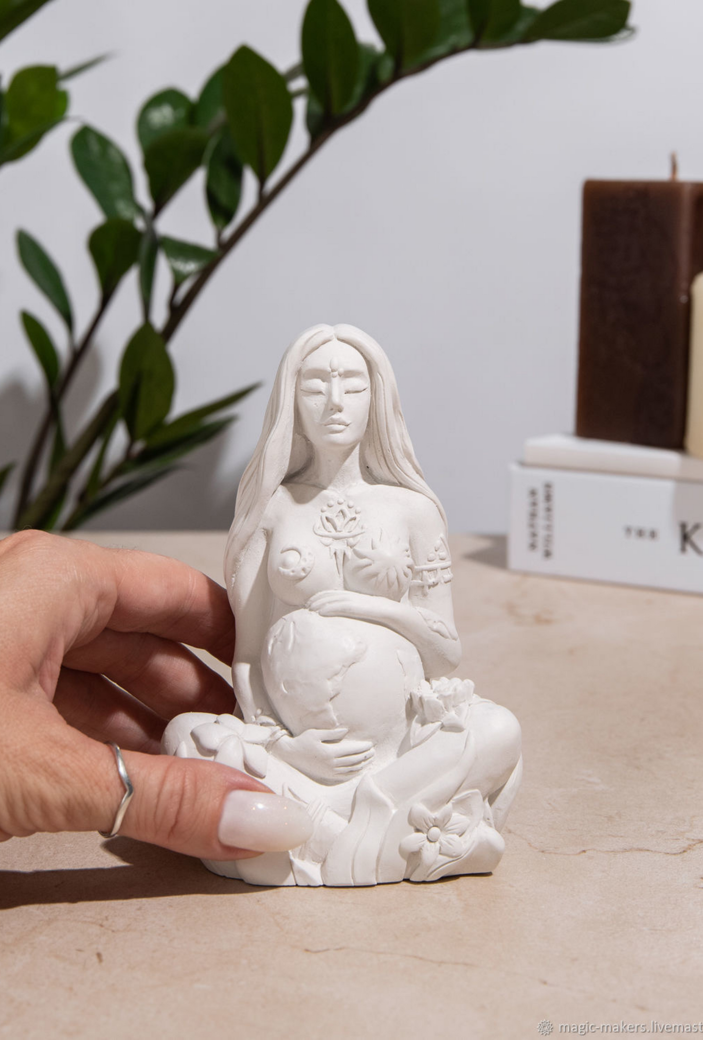 Gypsum handmade figurine of Mother Gaia