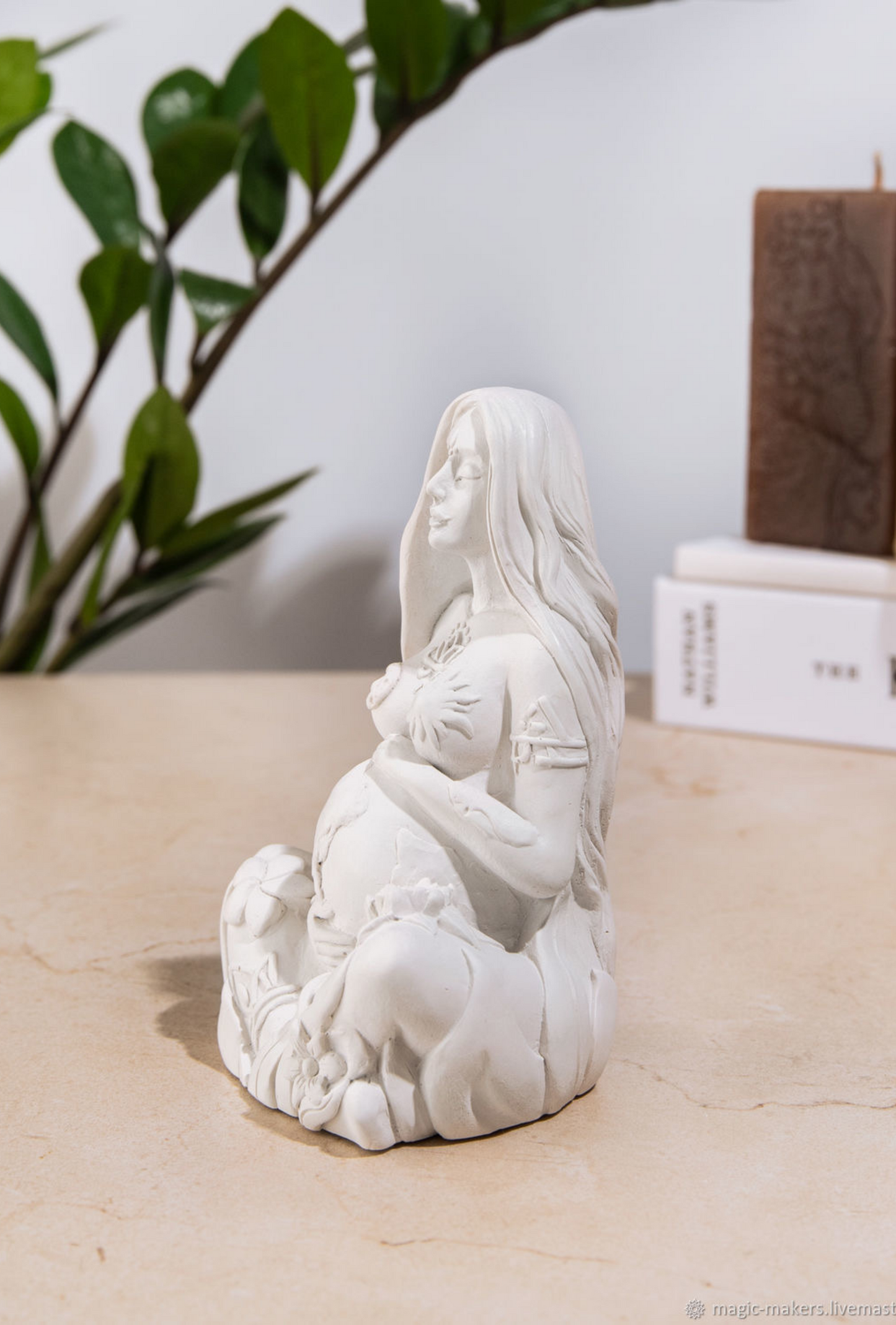 Gypsum handmade figurine of Mother Gaia