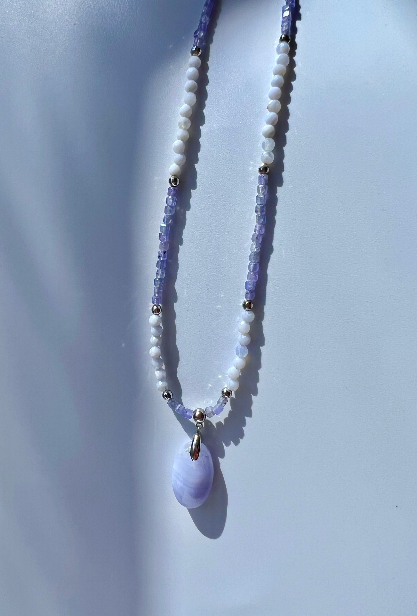 Tanzanite and blue lace agate necklace