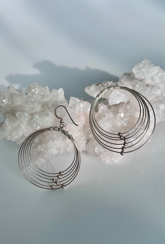 Silver round earrings