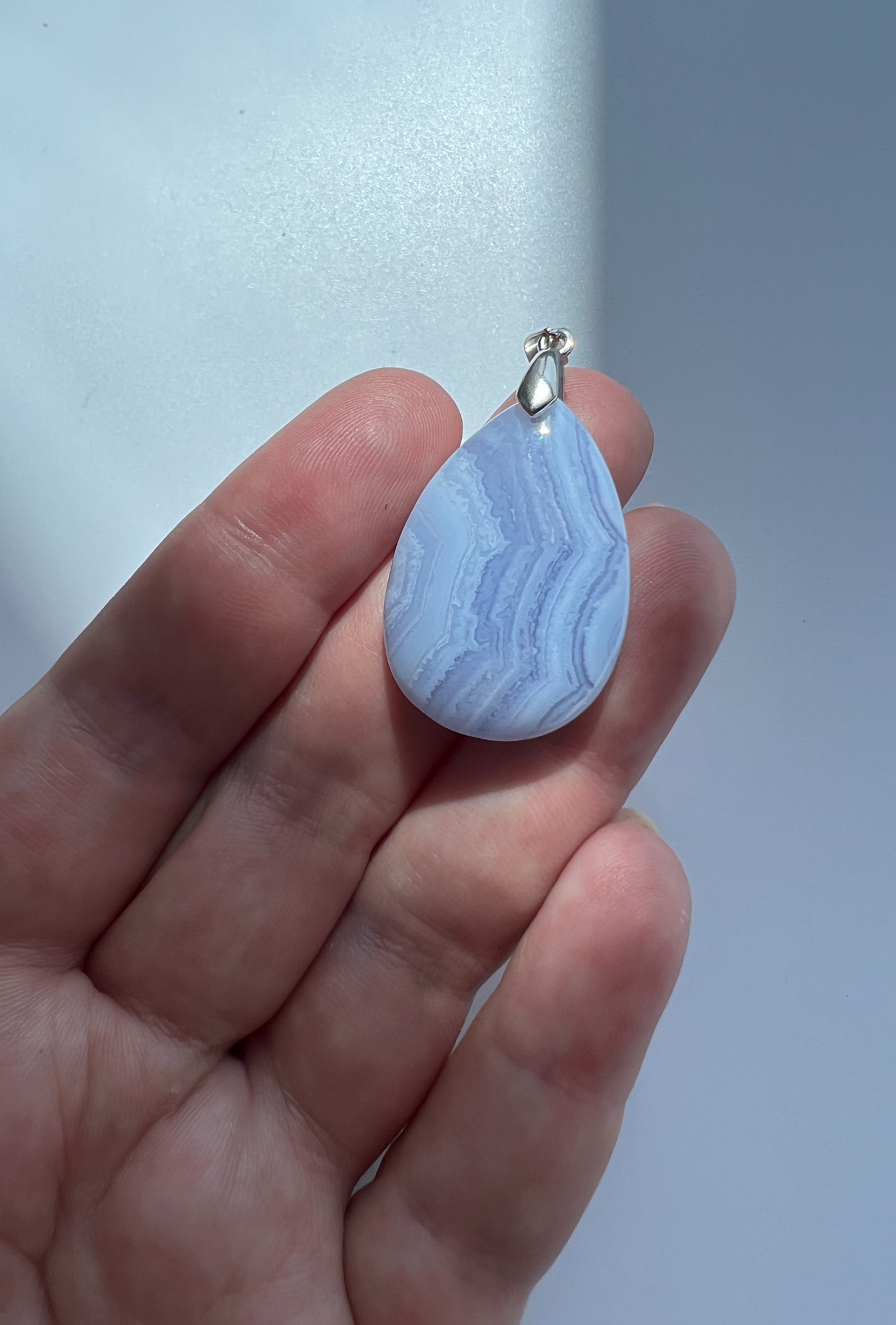 Blue lace agate drop pendant